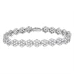 .925 Sterling Silver 2.0 cttw Diamond 7 Stone Floral Cluster Link Bracelet (I-J Color, I3 Clarity) -7.25