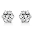 14K White Gold 1/2 Cttw Prong Set Round-Cut Diamond Flower Stud Earring (H-I Color, I1-I2 Clarity)