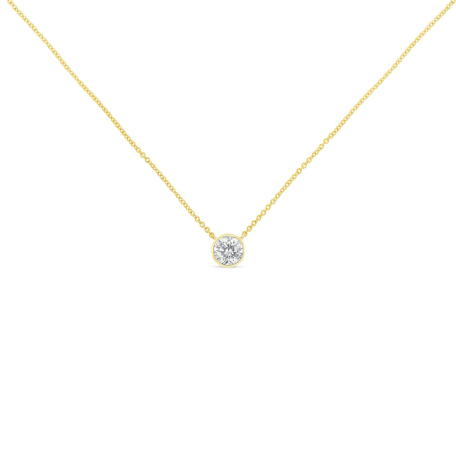 10K Yellow Gold 1/2 Carat Round Brilliant-Cut Diamond Modern Bezel-Set Solitaire 16