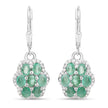 2.48 Carat Genuine Zambian Emerald and White Zircon .925 Sterling Silver Earrings