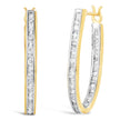 10K Yellow Gold 1.00 Cttw Round and Baguette-Cut Diamond U-Hoop Earrings (H-I Color, SI2-I1 Clarity)