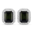 3.57 Carat Genuine Green Tourmaline and White Diamond 14K White Gold Earrings