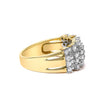 14K Yellow Gold 1.0 Cttw Round and Baguette Diamond Multi-Row Band Ring
