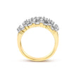 14K Yellow Gold 1.0 Cttw Round and Baguette Diamond Multi-Row Band Ring