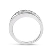 14K White Gold Alternating 1.0 Cttw Round and Baguette Diamond Channel Band Ring