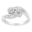 14K White Gold Round and Baguette Diamond Bypass Ring (1/2 cttw, H-I Color, I1-I2 Clarity) - Ring Size 6