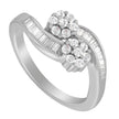 14K White Gold Round and Baguette Diamond Bypass Ring (1/2 cttw, H-I Color, I1-I2 Clarity) - Ring Size 6