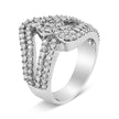14K White Gold 1 1/2 Cttw Diamond Open Double Heart Bypass Ring Band (H-I Color, VS1-VS2 Clarity) - Ring Size 7