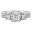14K White Gold Round and Princess-Cut Diamond Three Stone Ring (1 Cttw, H-I Color, I1-I2 Clarity) - Size 7