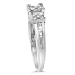 10K White Gold 1/2 Cttw Brilliant & Baguette Cut Diamond 3 Stone Design with 3 Square Clusters Engagement Ring (H-I Color, SI2-I1 Clarity) - Size 6-3/4