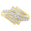 10K Yellow Gold Round and Baguette Diamond-Cut Ring (1/2 Cttw, I-J Color, I1-I2 Clarity) - Size 7