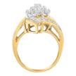 10K Yellow Gold Round and Baguette-Cut Diamond Bypass Cluster Ring (1.0 Cttw, I-J Color, I1-I2 Clarity) - Size 8