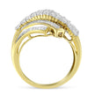 10K Yellow Gold 1.0 Cttw Round & Baguette Cut Diamond 64 Stone Bypass Style Channel Set Modern Statement Ring (H-I Color, SI1-SI2 Clarity) - Size 6