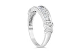 .925 Sterling Silver 1/2 Cttw Baguette Cut Diamond Channel Set X-Station Wedding Ring (H-I Color, I1-I2 Clarity) - Size 6-1/2
