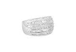 .925 Sterling Silver 1.0 Cttw Baguette-Cut Diamond 6-Row Channel Set Domed Tapered Cocktail Fashion Ring (H-I Color, I2-I3 Clarity) - Size 6-1/2