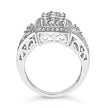 10K White Gold 1.0 Cttw Diamond Rectangular Cushion Shaped Cluster Halo Flared Band Cocktail Fashion Ring (H-I Color, SI2-I1 Clarity) - Size 7