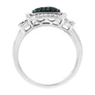 Black Rhodium Plated .925 Sterling Silver 1/2 Cttw White & Blue Diamond Square Halo Cocktail Ring (Fancy Blue & H-I Color, I2-I3 Clarity) - SIze 6
