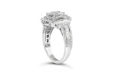 14K White Gold 1.0 Cttw Round & Baguette Cut Diamond Floral Cluster Quatrefoil Channel Set Band Cocktail Statement Ring (H-I Color, SI2-I1 Clarity) - Size 6-3/4