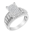 14K White Gold 2.0 Cttw Mixed-Cut Diamond Rectangle Invisible-Set Composite Cluster Ring with Bar- and Channel-Set Band (H-I Color, SI2-I1 Clarity) - Size 5