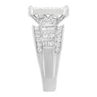 14K White Gold 2.0 Cttw Mixed-Cut Diamond Rectangle Invisible-Set Composite Cluster Ring with Bar- and Channel-Set Band (H-I Color, SI2-I1 Clarity) - Size 5