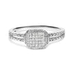 .925 Sterling Silver 1/4 Cttw Princess-cut Diamond Composite Ring with Beaded Halo (H-I Color, SI1-SI2 Clarity) - Size 7