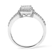 .925 Sterling Silver 1/4 Cttw Princess-cut Diamond Composite Ring with Beaded Halo (H-I Color, SI1-SI2 Clarity) - Size 7