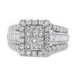 14K White Gold 2.00 Cttw Composite Head with Halo and Side Stones Diamond Ring (H-I Color, SI1-SI2 Clarity) - Ring Size 7