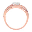 10K Rose Gold 3/4 Cttw Diamond Floral Cluster Head and Twisted Shank Cocktail  Ring (H-I Color, SI1-SI2 Clarity)- Size 7