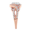 10K Rose Gold 3/4 Cttw Diamond Floral Cluster Head and Twisted Shank Cocktail  Ring (H-I Color, SI1-SI2 Clarity)- Size 7