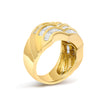 14K Yellow Gold 1-1/3 Cttw Baguette Diamond Wave Design Band Ring