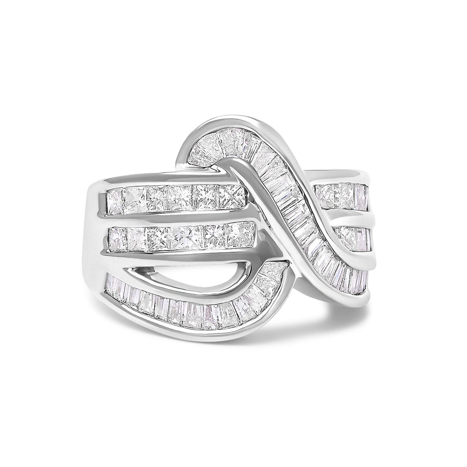 14K White Gold 2.0 Cttw Diamond Channel Set Bypass Ring