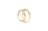 18K Yellow Gold Plated Sterling Silver 1/4 Cttw Diamond Open Crossover Band Ring