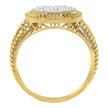 10K Yellow Gold Plated .925 Sterling Silver 1/2 Cttw Diamond Square Cushion Cluster Split Shank Cocktail Ring (J-K Color, I2-I3 Clarity) - Size 7
