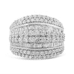 .925 Sterling Silver 2.00 Cttw Round and Baguette-Cut Diamond Cluster Ring (H-I Color, I1-I2 Clarity) - Size 7