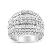 .925 Sterling Silver 2.00 Cttw Round and Baguette-Cut Diamond Cluster Ring (H-I Color, I1-I2 Clarity) - Size 7