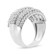 .925 Sterling Silver 2.00 Cttw Round and Baguette-Cut Diamond Cluster Ring (H-I Color, I1-I2 Clarity) - Size 7