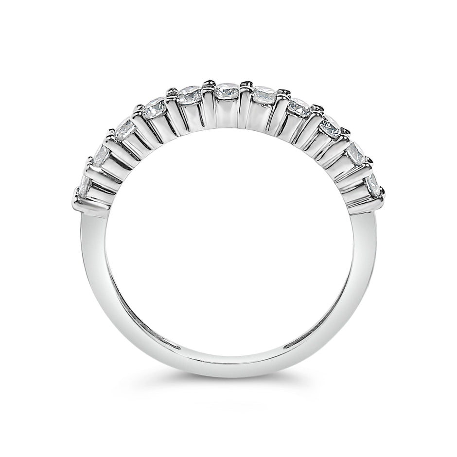 .925 Sterling Silver 1/2 cttw Shared Prong-Set Brilliant Round-Cut Diamond 11 Stone Band Ring (I-J Color, SI2-I1 Clarity) - Size 7