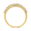 14K Yellow Gold Plated .925 Sterling Silver 1/2 cttw Shared Prong Set Brilliant Round-Cut Diamond 11 Stone Band Ring (J-K Color, I1-I2 Clarity) - Size 7