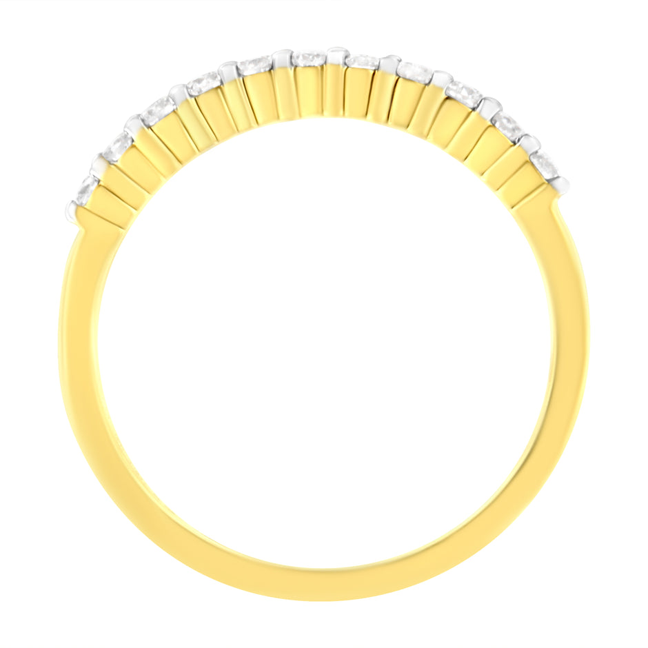 IGI Certified 1/4 Cttw Diamond 10K Yellow Gold Prong Set Fluted Band Style Ring (I-J Color, I2-I3 Clarity) - Size 7