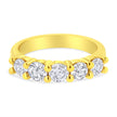 14K Yellow Gold Plated .925 Sterling Silver 1 1/2 Cttw Shared Prong Set Brilliant Round-Cut Diamond Anniversary or Wedding Band Ring (K-L Color, SI2-I1 Clarity) - Size 7