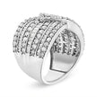.925 Sterling Silver 2 3/8 Cttw Diamond Multi Row Overlay Band Ring ( J-K Color, I3 Clarity) - Ring Size 7