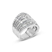 10K White Gold 2 1/2 Cttw Round and Baguette-Cut Diamond Multi-Row Bypass Ring (J-K Color, I2-I3 Clarity) - Ring Size 7