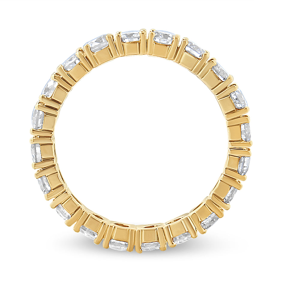 14K Yellow Gold 2.00 Cttw Shared Prong Set Round Cut Diamond Eternity Band (J-K Color, VS1-VS2 Clarity) - Ring Size 6.75