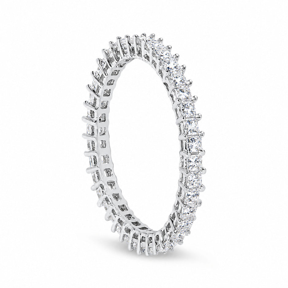 14K White Gold 1.0 Cttw Princess Diamond Eternity Band Ring