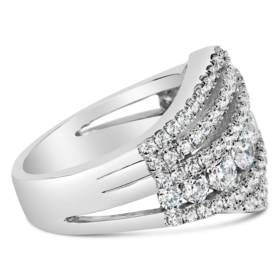 .925 Sterling Silver 2.00 Cttw Lab Grown Diamond Cluster Band Ring
