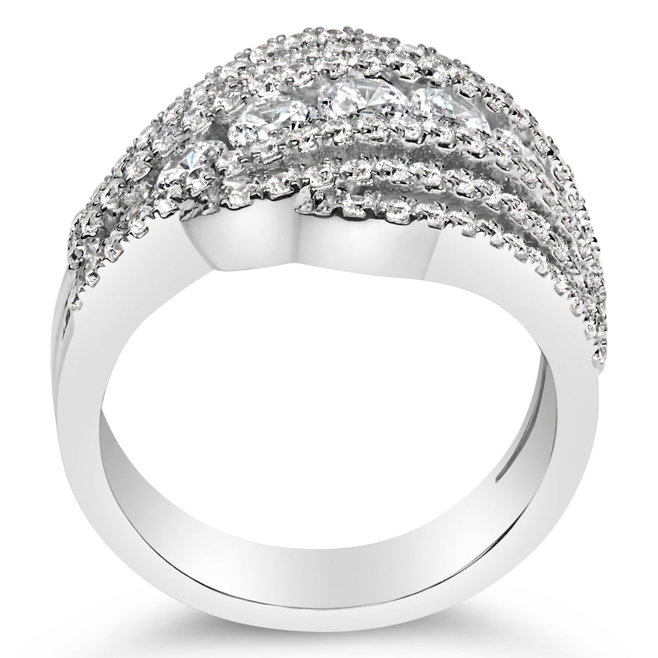 .925 Sterling Silver 2.00 Cttw Lab Grown Diamond Cluster Band Ring
