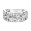 .925 Sterling Silver 2.0 Cttw Lab Grown Diamond 3 Row Band Ring (F-G Color, VS1-VS2 Clarity) - Ring Size 7