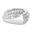 .925 Sterling Silver 2.0 Cttw Lab Grown Diamond 3 Row Band Ring (F-G Color, VS1-VS2 Clarity) - Ring Size 7