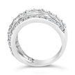 .925 Sterling Silver 2.0 Cttw Lab Grown Diamond 3 Row Band Ring (F-G Color, VS1-VS2 Clarity) - Ring Size 7