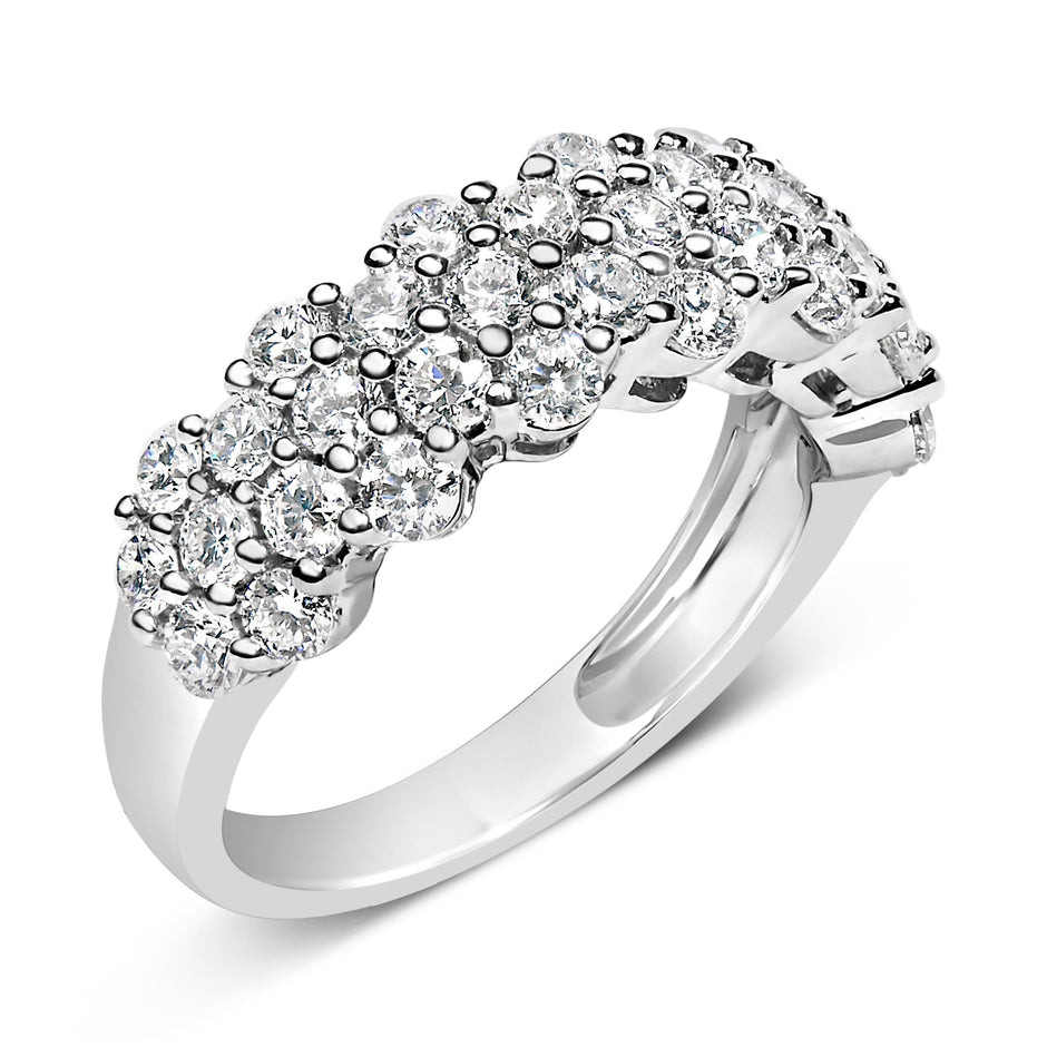 .925 Sterling Silver 2.0 cttw Lab Grown Diamond Scattered Band Ring (F-G Color, VS1-VS2 Clarity) - Ring Size 7